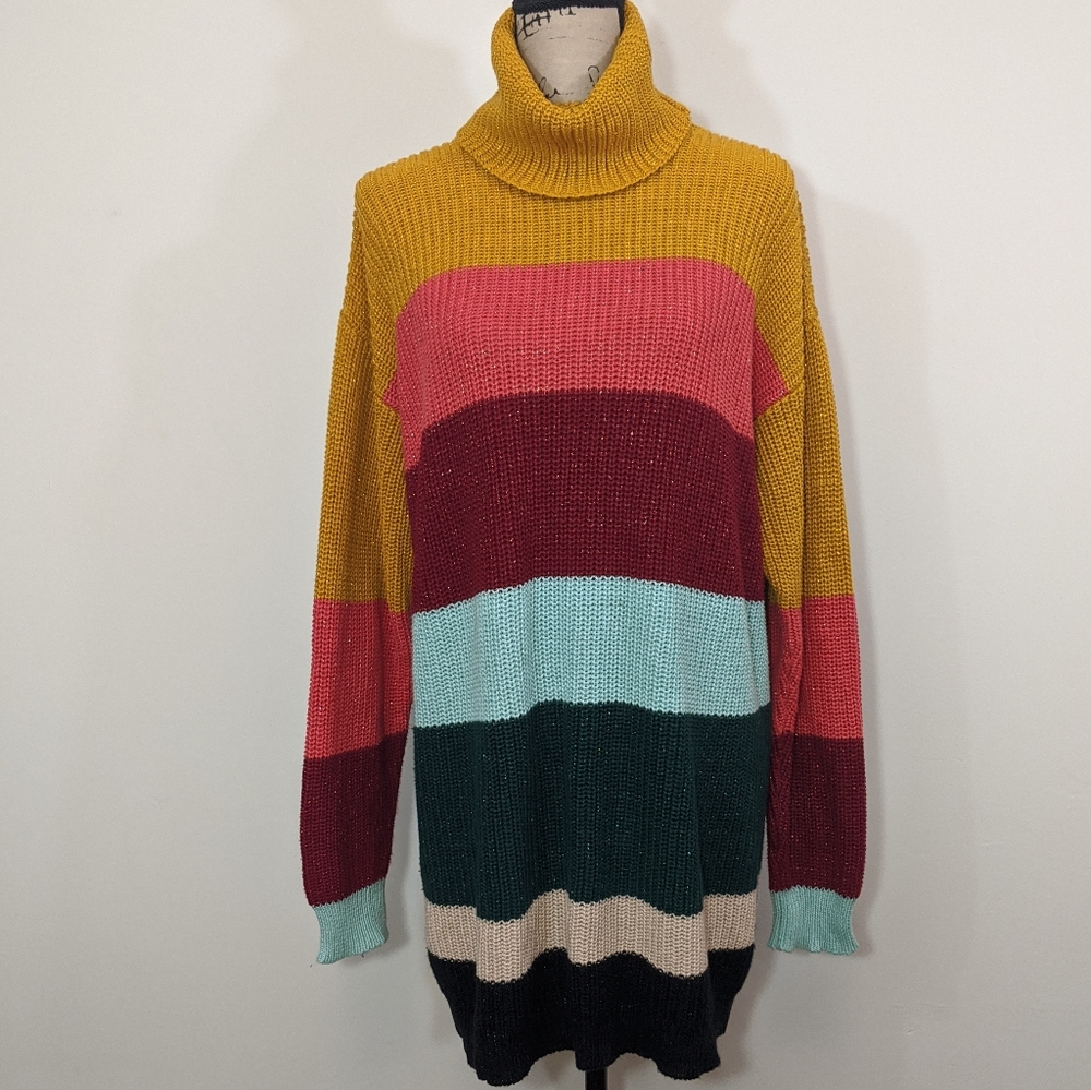 Anthropologie Farm Rio Striped Turtleneck Sweater S